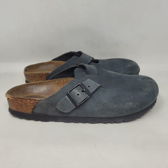 Birkenstock Boston Clogs Mens EU40 US7 Dark Gray Nubuck Slip On Comfort Slides - Picture 2 of 12